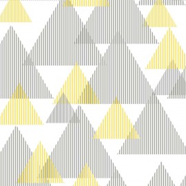 Fata de masa impermeabila (teflonata) Casa de bumbac, Hipster, diametru 140 cm, triunghiuri galben cu gri