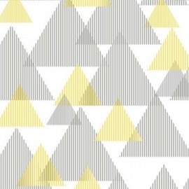 Fata de masa impermeabila (teflonata) Casa de bumbac, Hipster, 100x140 cm, triunghiuri galben cu gri