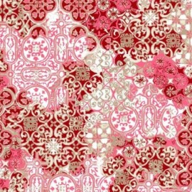 Fata de masa impermeabila, Casa de bumbac, Tiles, diametru 140 cm, rosu