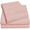 Set lenjerie de pat, cearceaf cu elastic, brodata, bumbac 100%, roz pudra