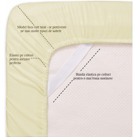 Set lenjerie de pat, cearceaf cu elastic, brodata, bumbac 100%, roz pudra