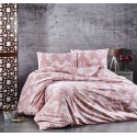 Set lenjerie de pat, cearceaf cu elastic, bumbac 100%, Floral roz