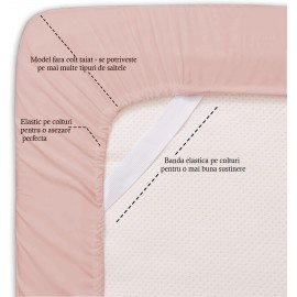 Set lenjerie de pat, cearceaf cu elastic, bumbac 100%, Buline, gri
