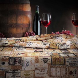 Fata de masa impermeabila, Casa de bumbac, Du vin, 180x140 cm, vintage, bej si maro