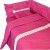 Lenjerie patut cu broderie, set lenjerie patut 5 piese, lenjerie patut bumbac, roz, brodata